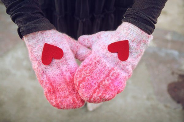 heart mittens