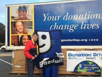 Larry Sprinkle with Goodwill Mascot