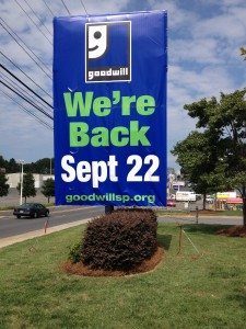 Goodwill We're Back sign