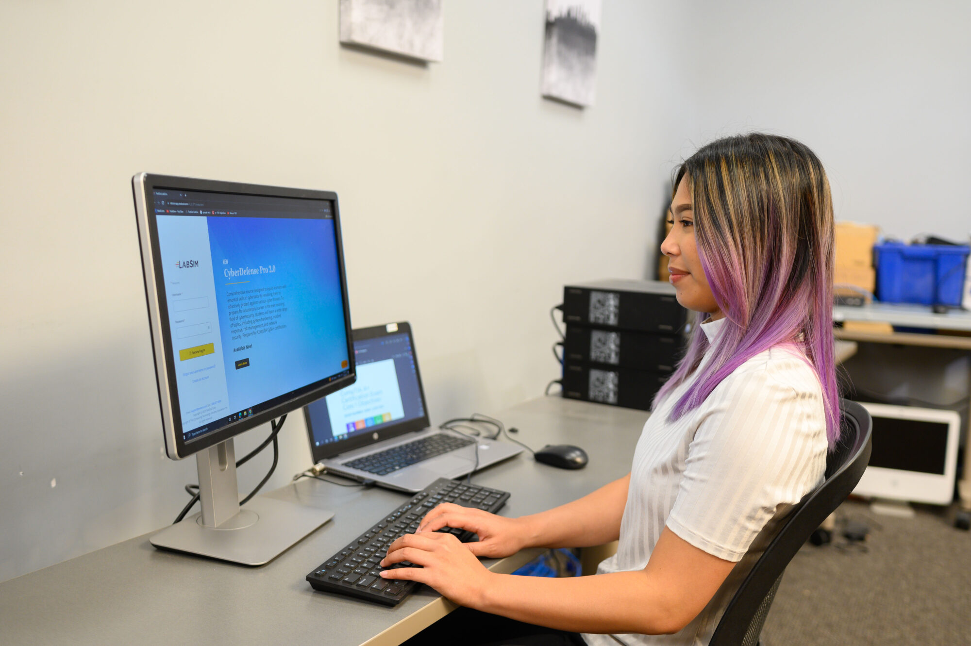 Woman in Junior Cybersecurity Analyst training